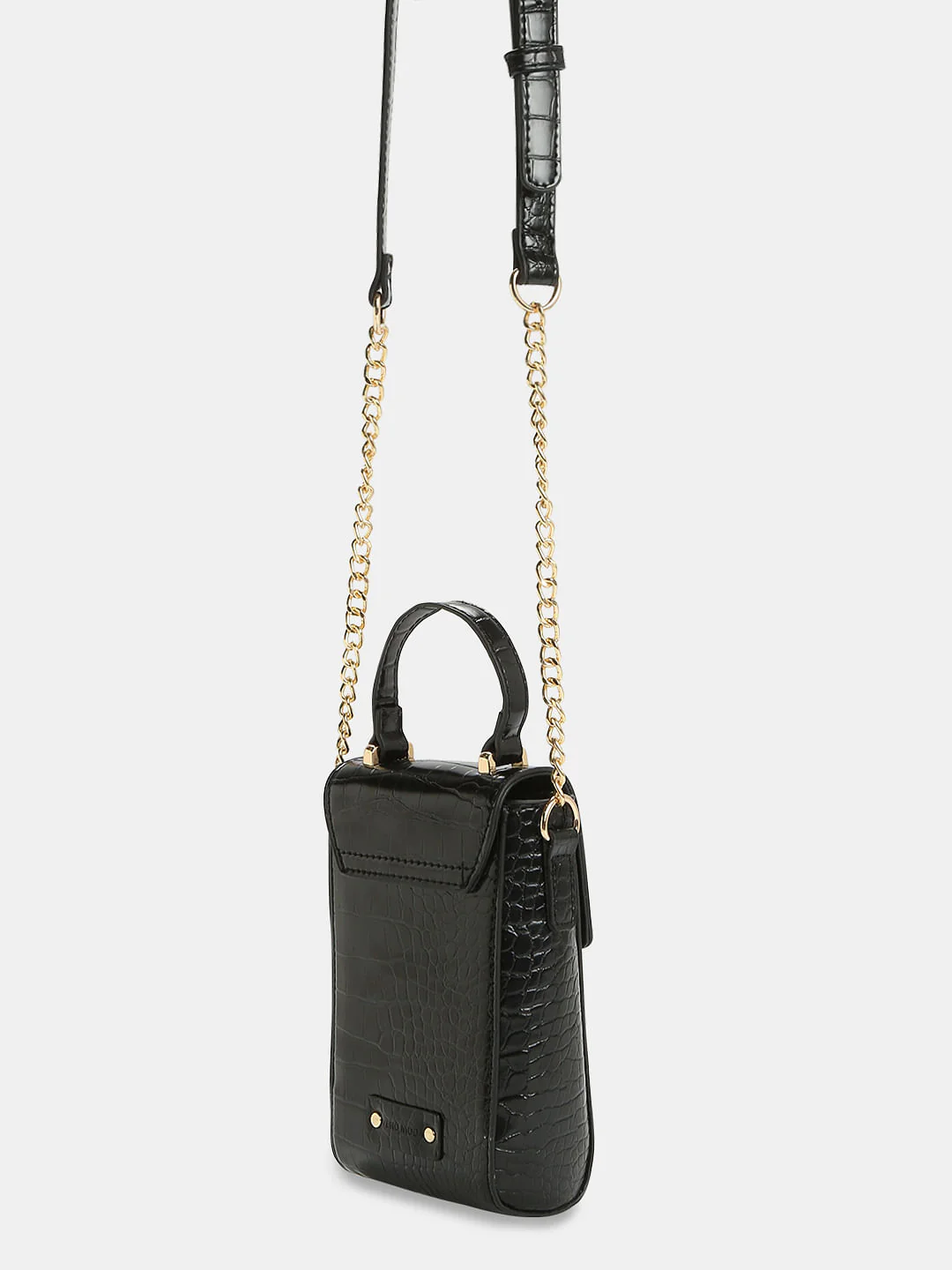 Black Textured Crossbody Bag - Image 3