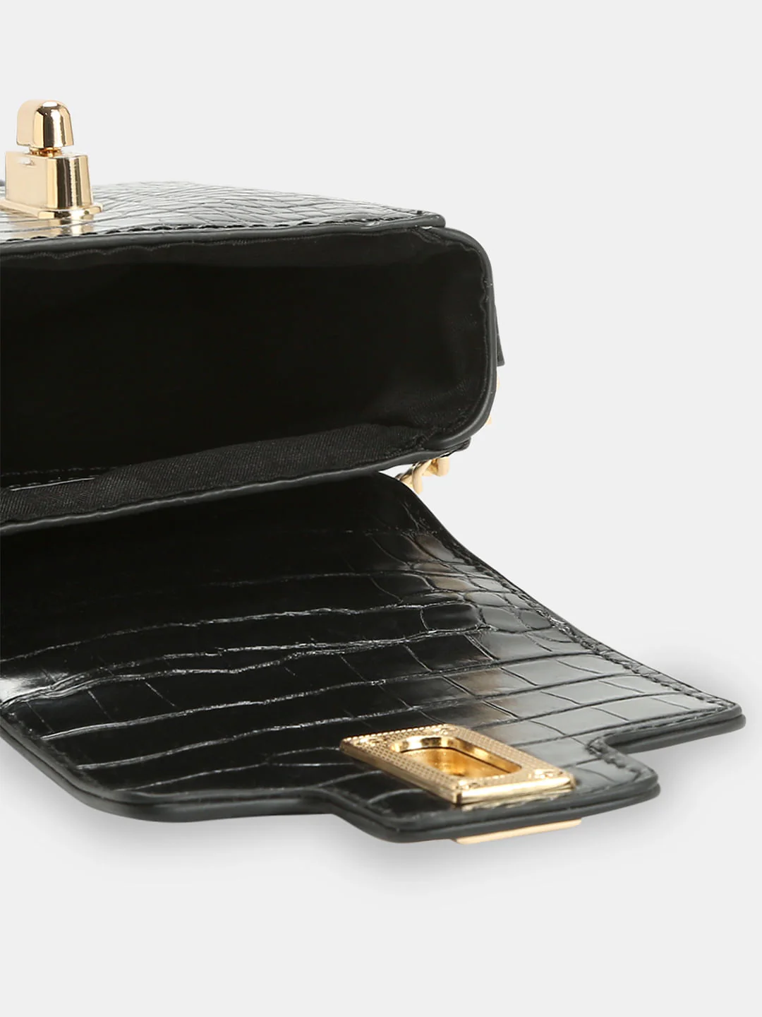 Black Textured Crossbody Bag - Image 4