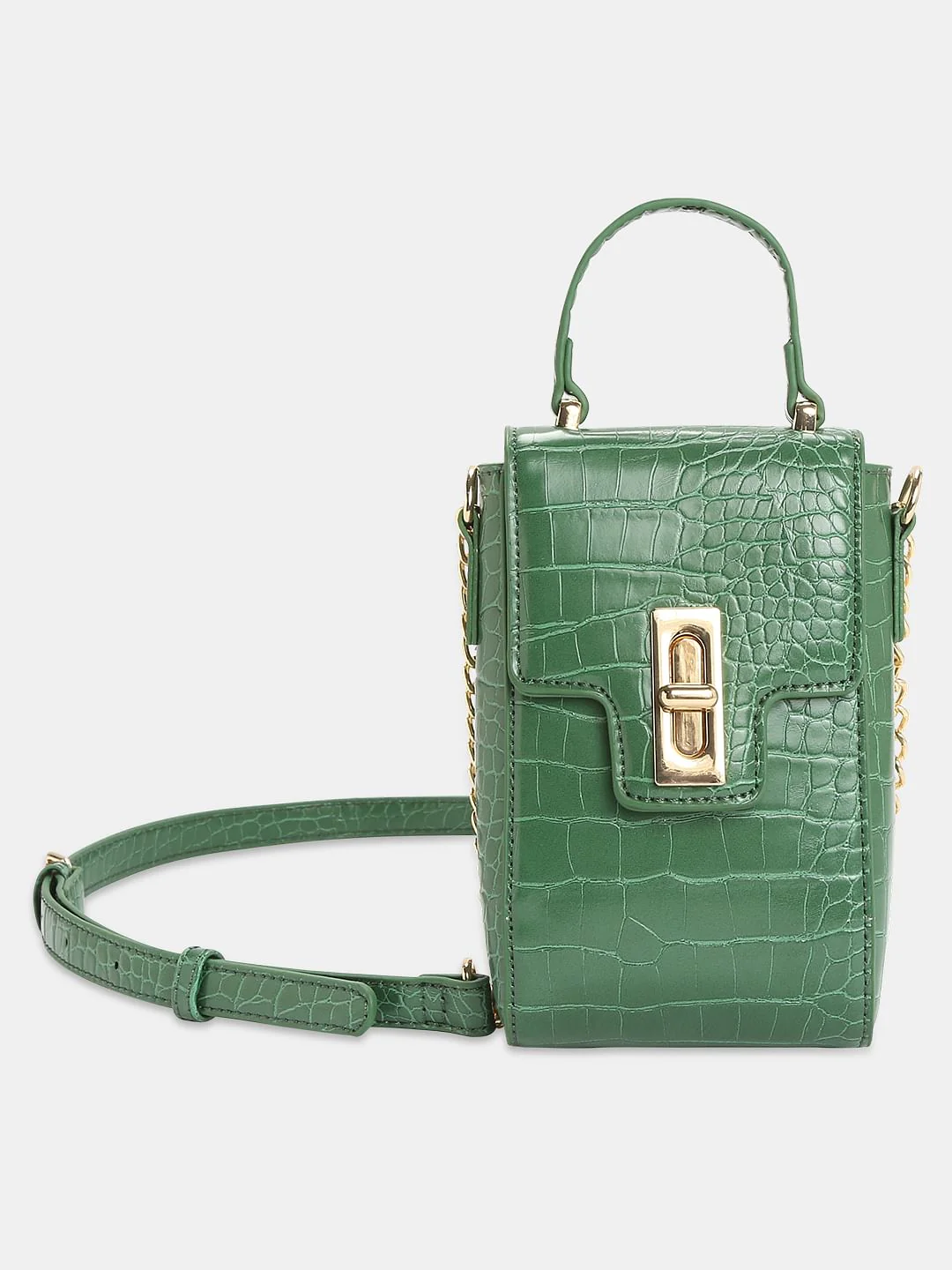 Green Textured Crossbody Bag - Image 2