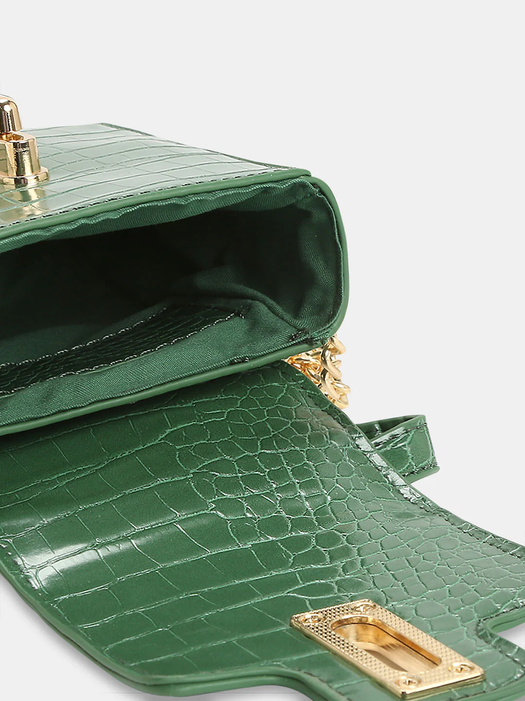 Green Textured Crossbody Bag - Image 4