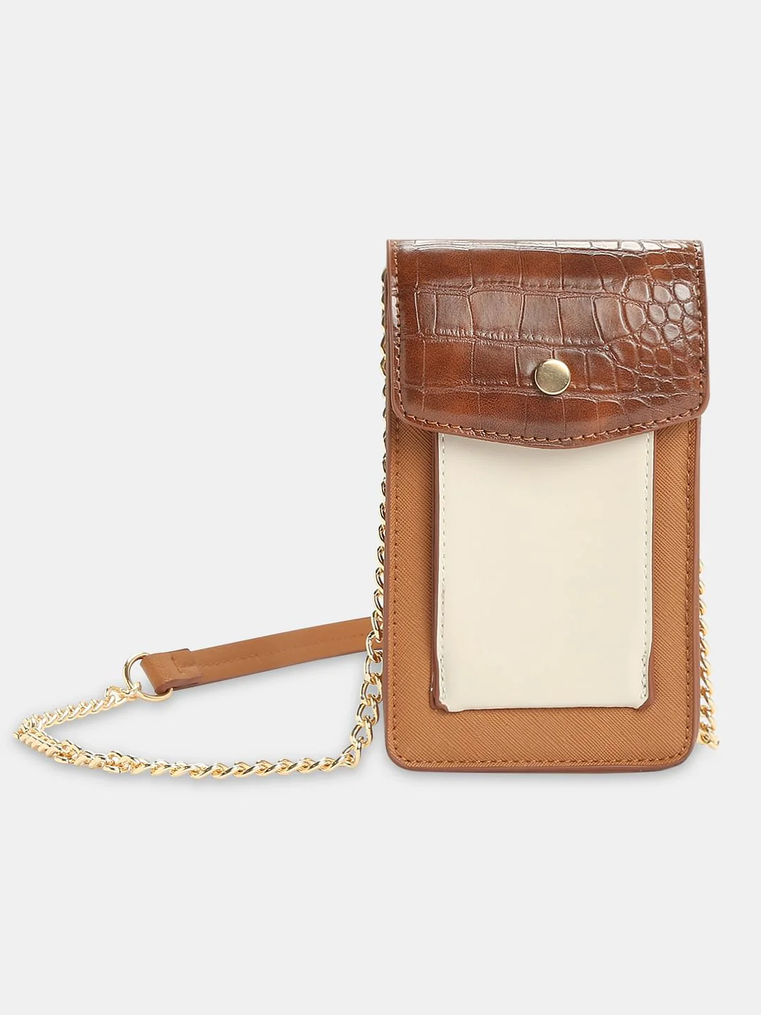 Tan Colourblocked Crossbody Bag - Image 2