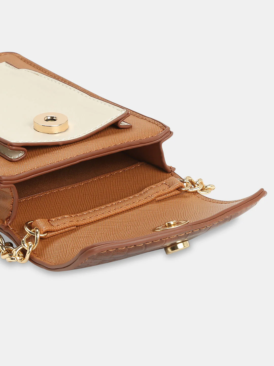 Tan Colourblocked Crossbody Bag - Image 4