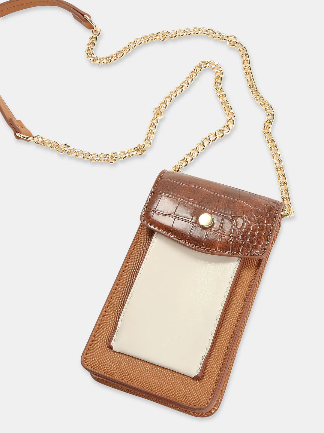 Tan Colourblocked Crossbody Bag - Image 5