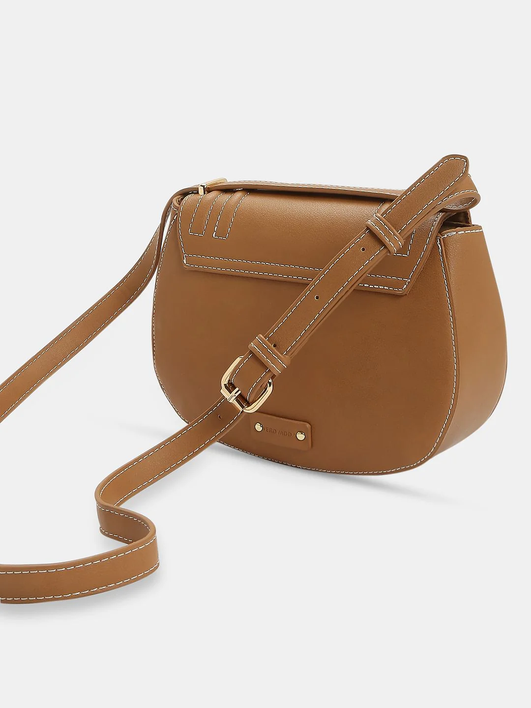 Brown Contrast Stitch Crossbody Bag - Image 3