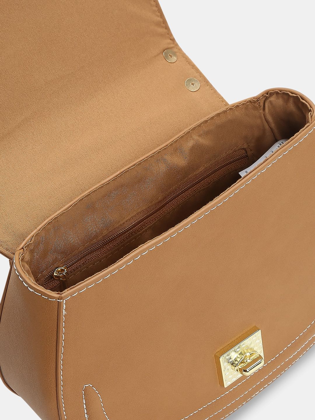 Brown Contrast Stitch Crossbody Bag - Image 4