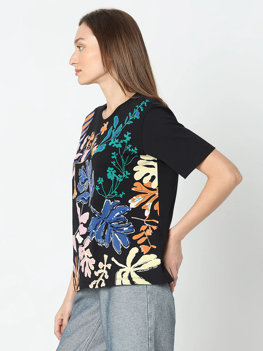 Black Printed T-Shirt - Image 3