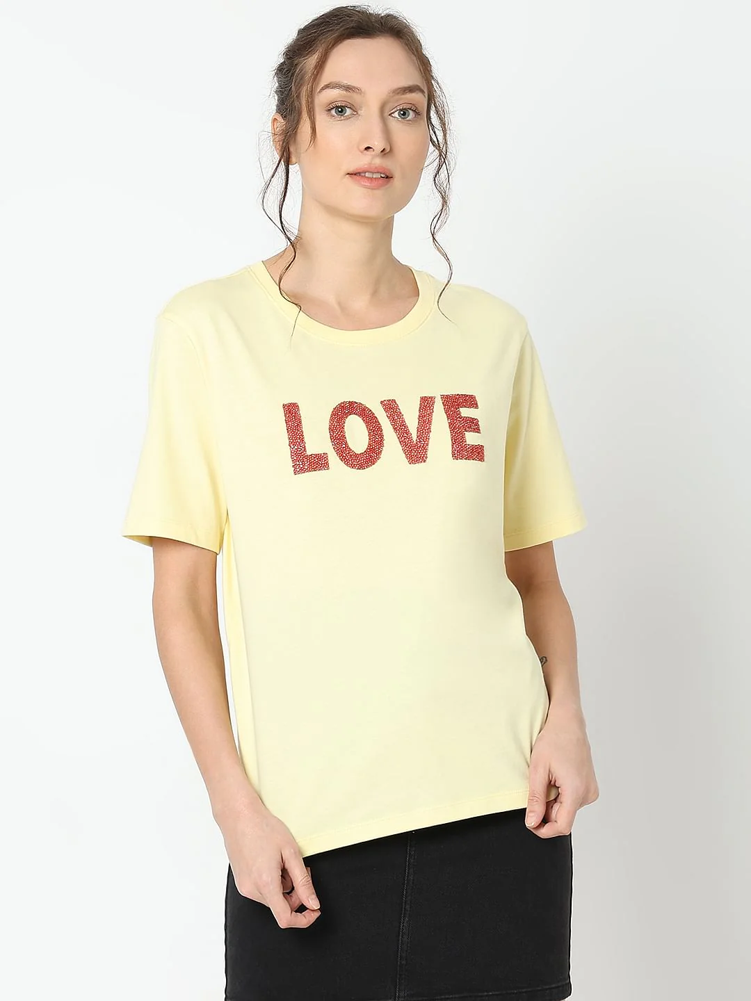 Yellow Embellished Print T-Shirt - Image 2