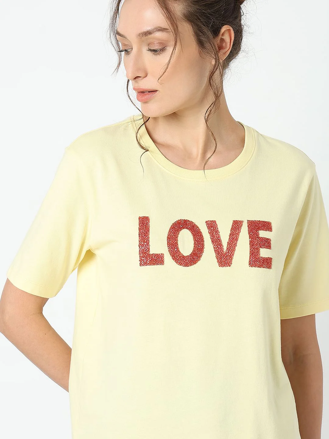 Yellow Embellished Print T-Shirt - Image 6