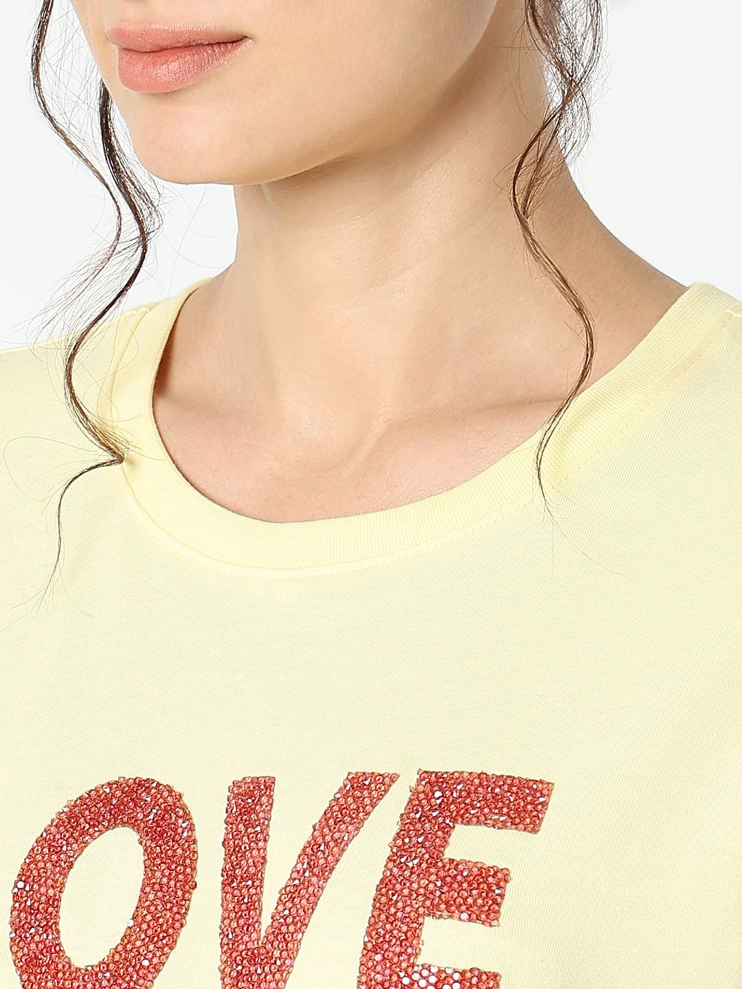 Yellow Embellished Print T-Shirt - Image 8