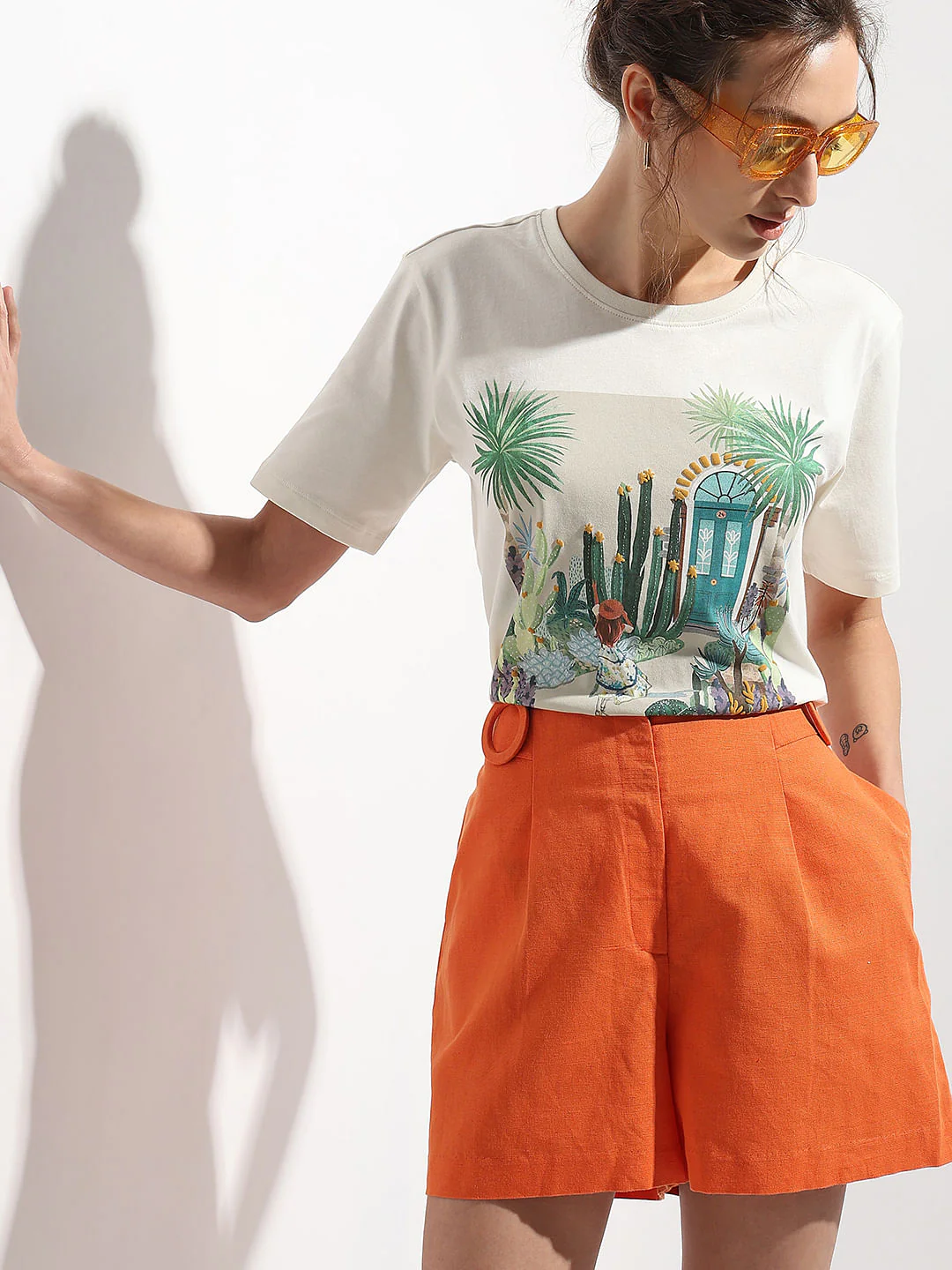 White Graphic Print T-Shirt