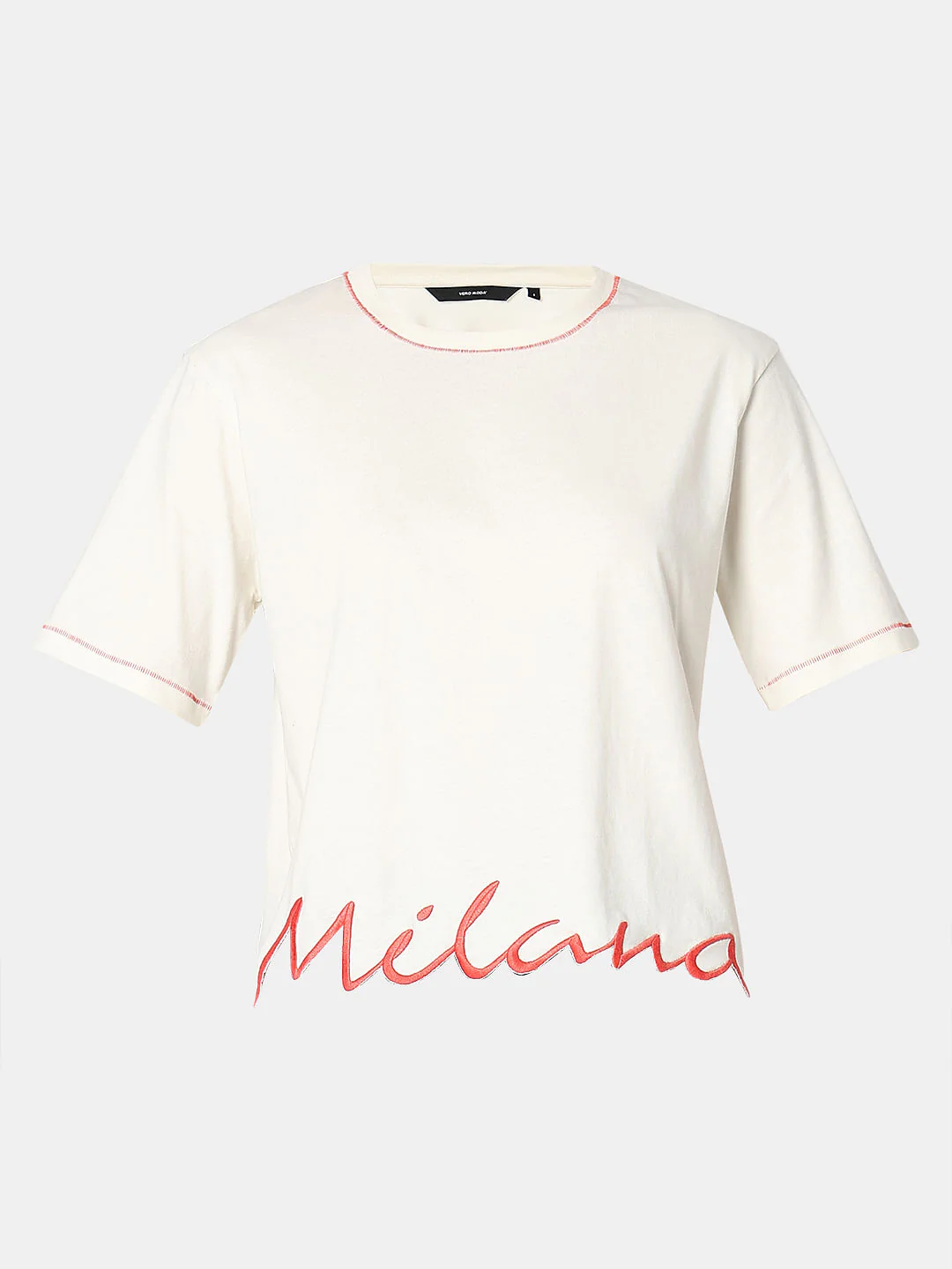 White Embroidered Hem T-Shirt - Image 7