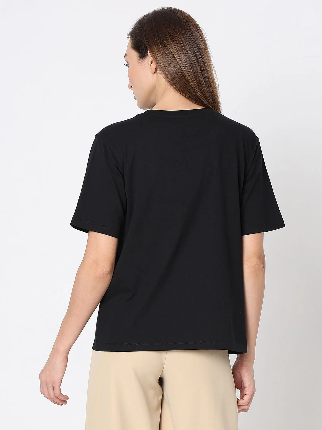 Black Sequin Leaf Print T-Shirt - Image 4