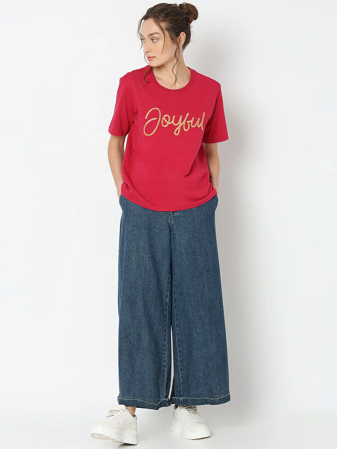 Red Embroidered Print T-Shirt - Image 5