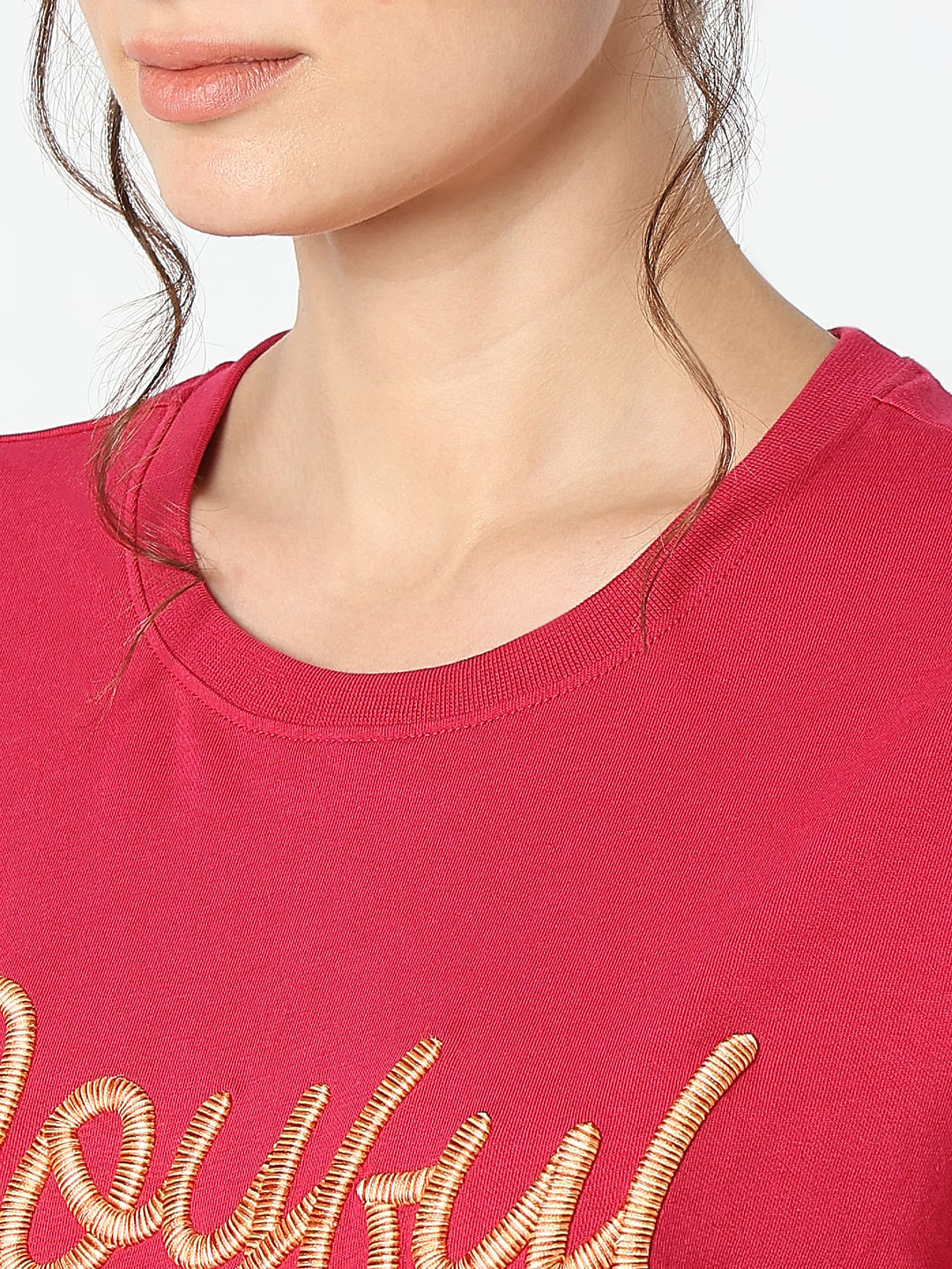 Red Embroidered Print T-Shirt - Image 8