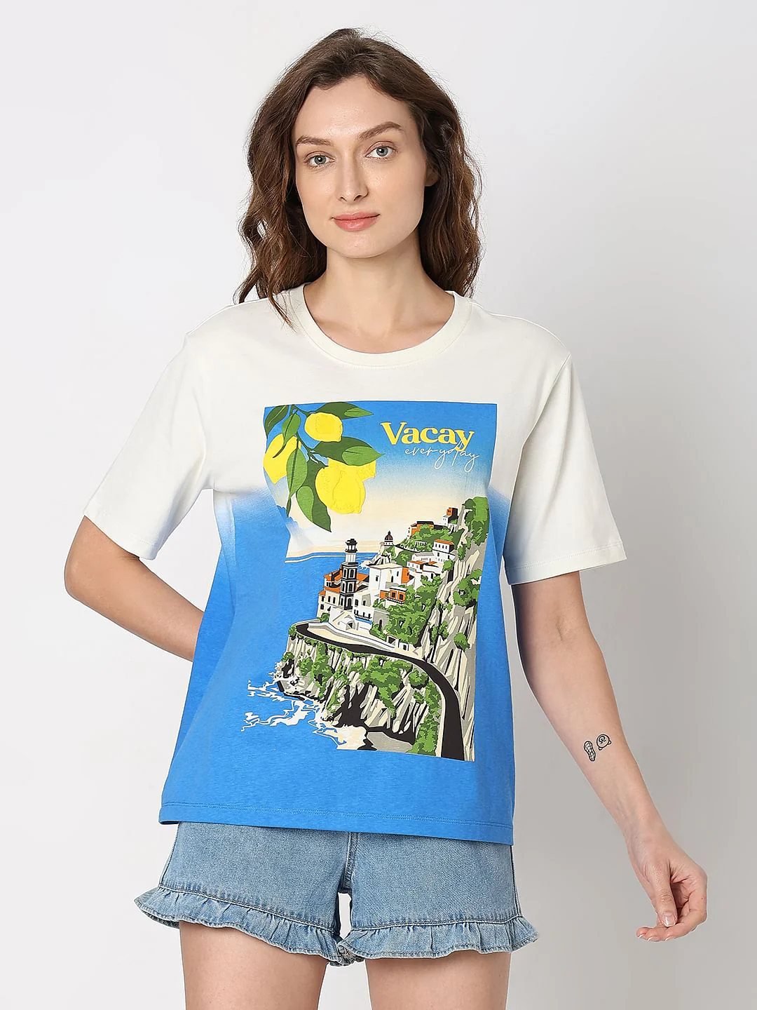 White Ombre Graphic Print T-Shirt - Image 2