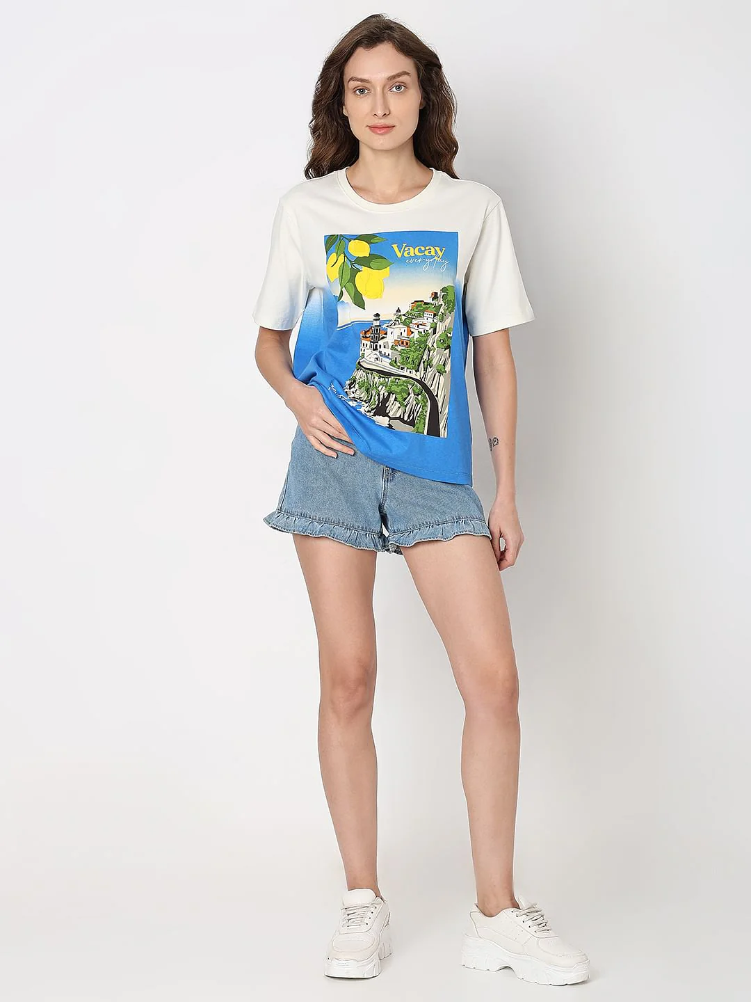 White Ombre Graphic Print T-Shirt - Image 5
