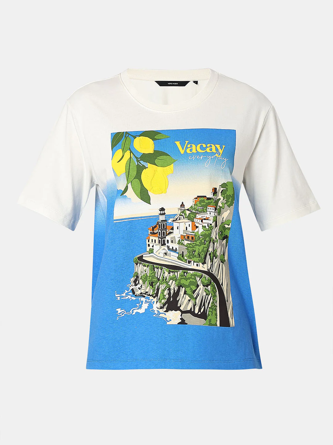 White Ombre Graphic Print T-Shirt - Image 7