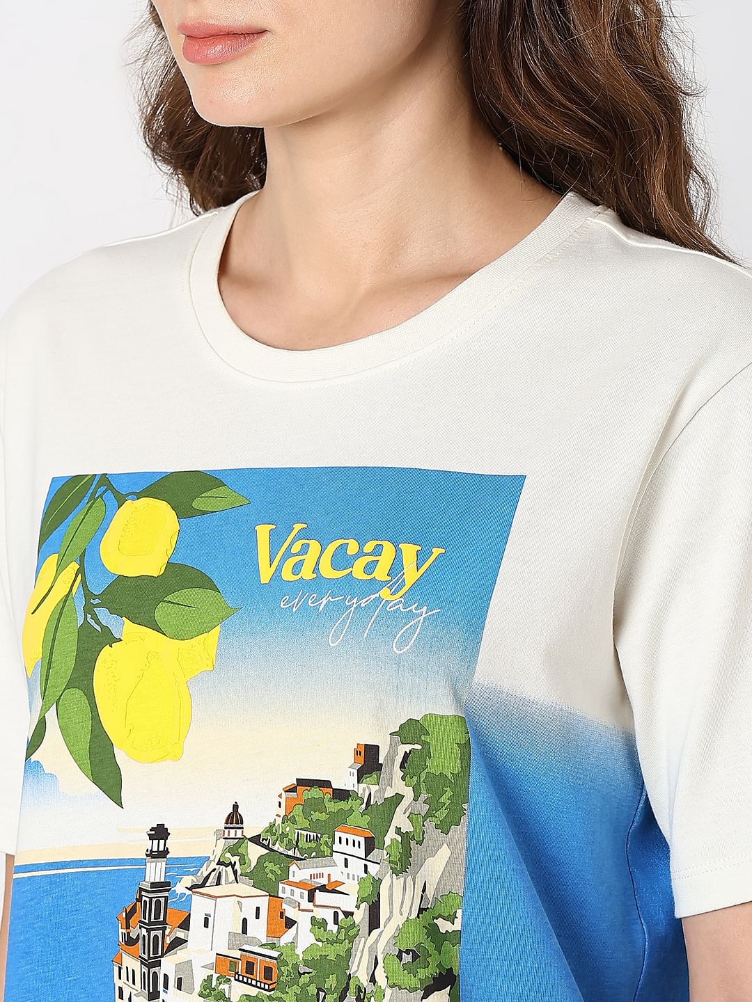 White Ombre Graphic Print T-Shirt - Image 8