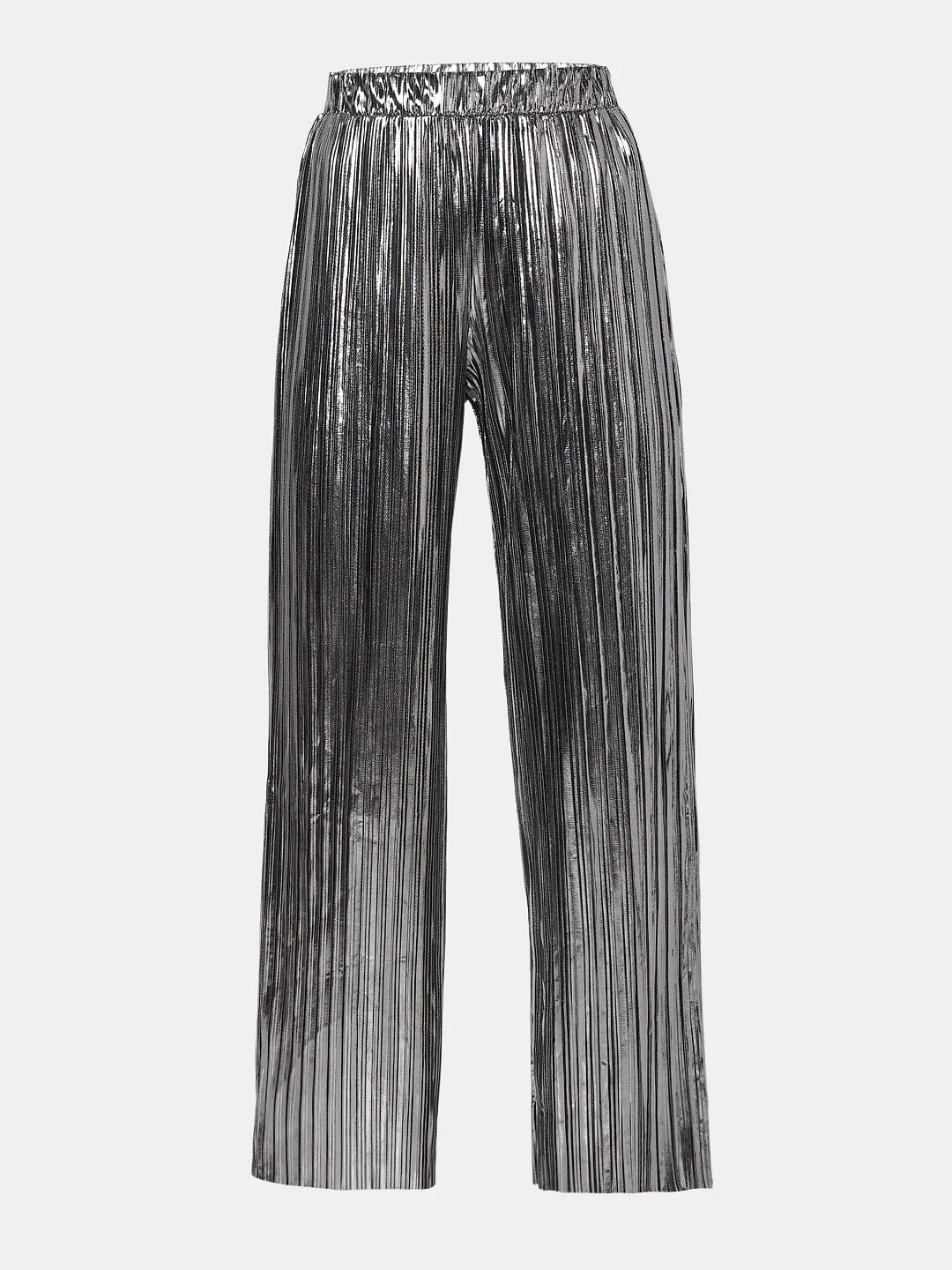 Silver High Rise Metallic Co-Ord Set Pants - Image 7