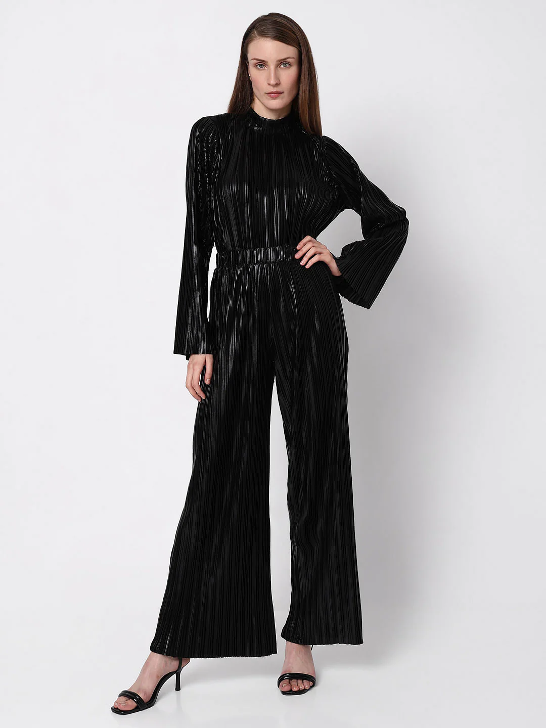 Black High Rise Metallic Co-Ord Set Pants - Image 5