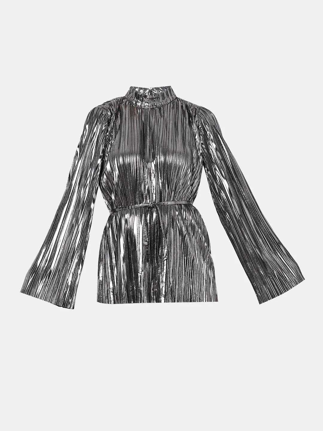Silver Metallic High Neck Co-Ord Set Top - Image 7