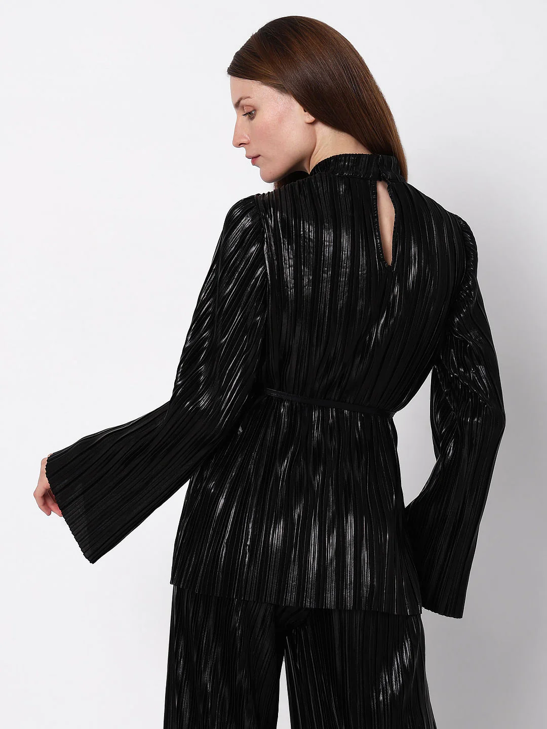Black Metallic High Neck Co-Ord Set Top - Image 4