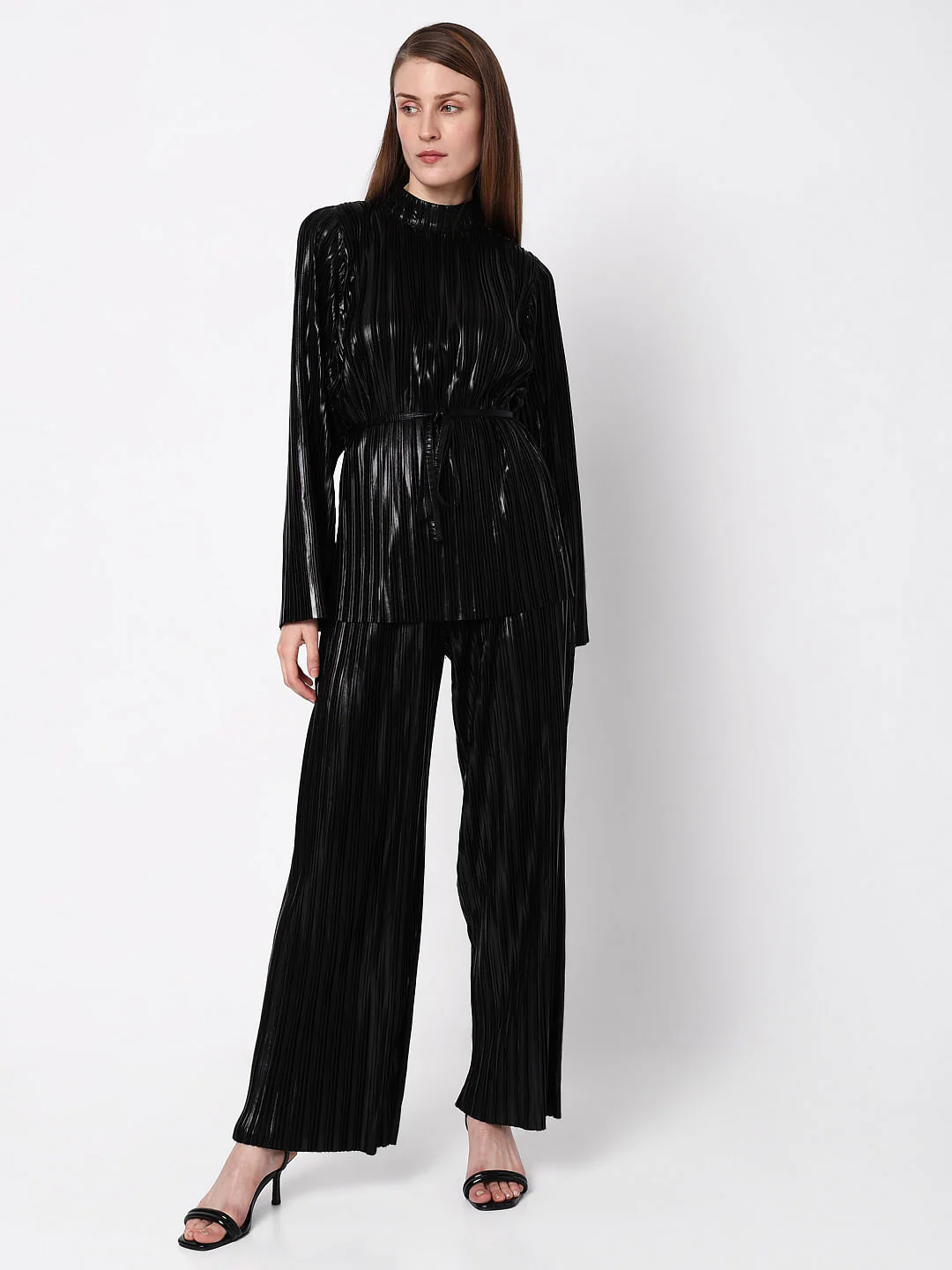 Black Metallic High Neck Co-Ord Set Top - Image 5