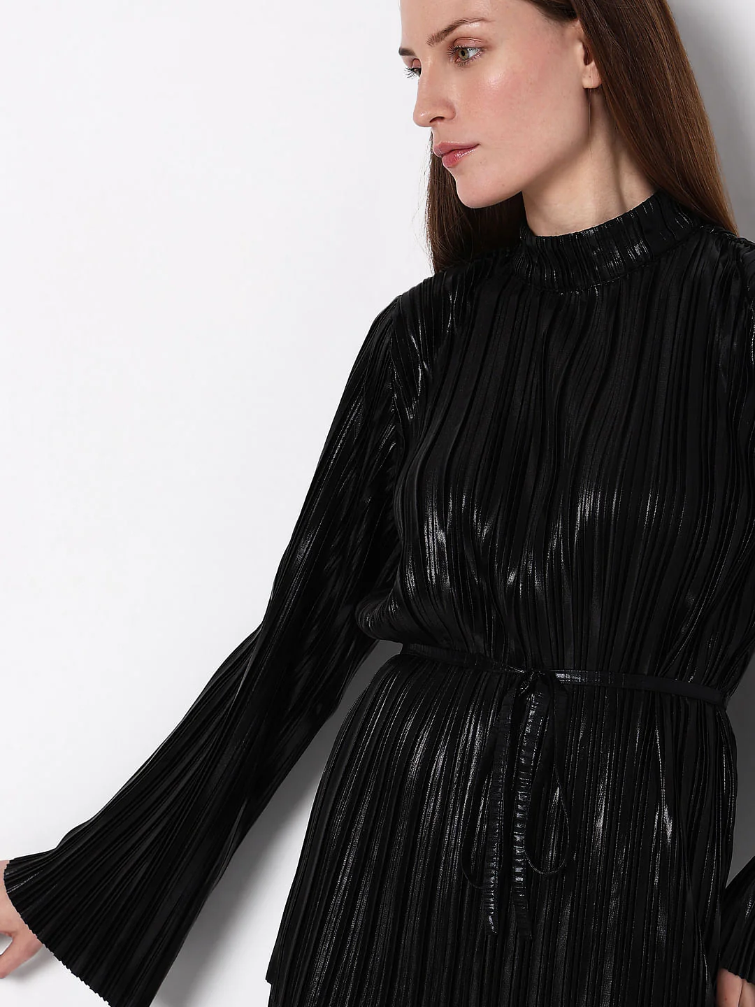 Black Metallic High Neck Co-Ord Set Top - Image 6