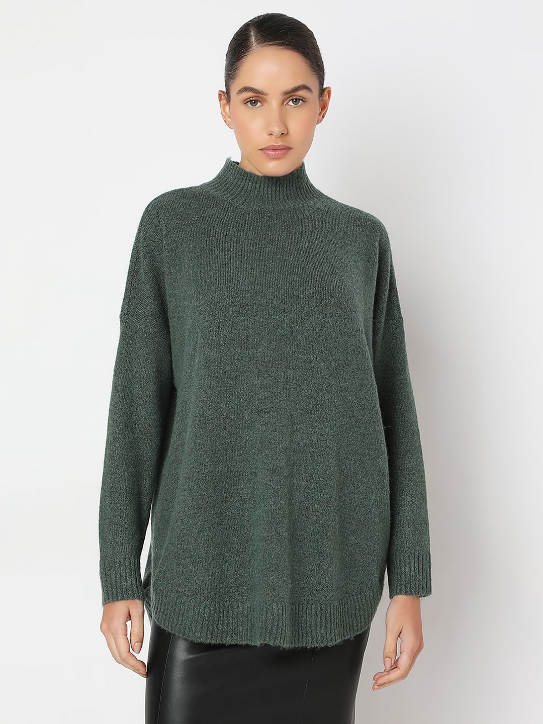 Green High-Neck Long Pullover - Image 2