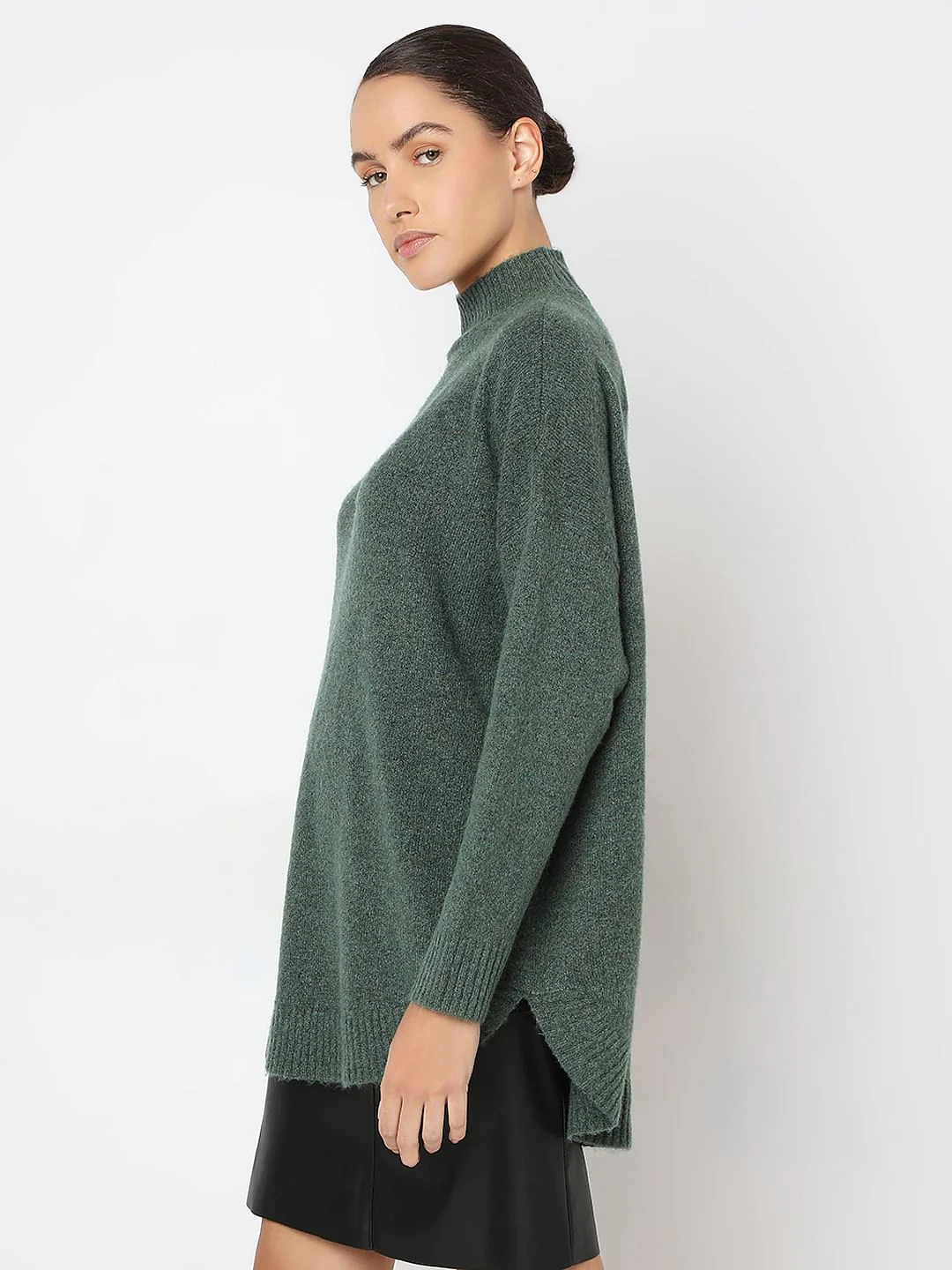 Green High-Neck Long Pullover - Image 3