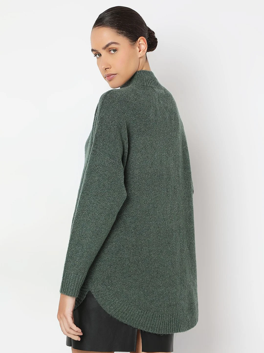 Green High-Neck Long Pullover - Image 4