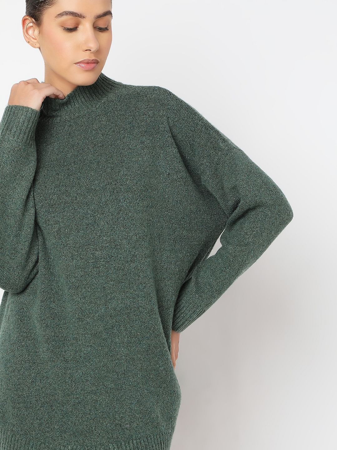 Green High-Neck Long Pullover - Image 6
