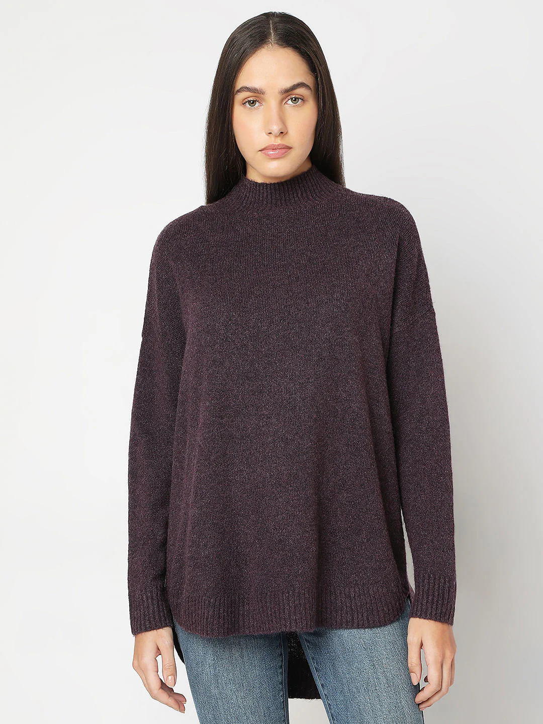 Purple High-Neck Long Pullover - Image 2