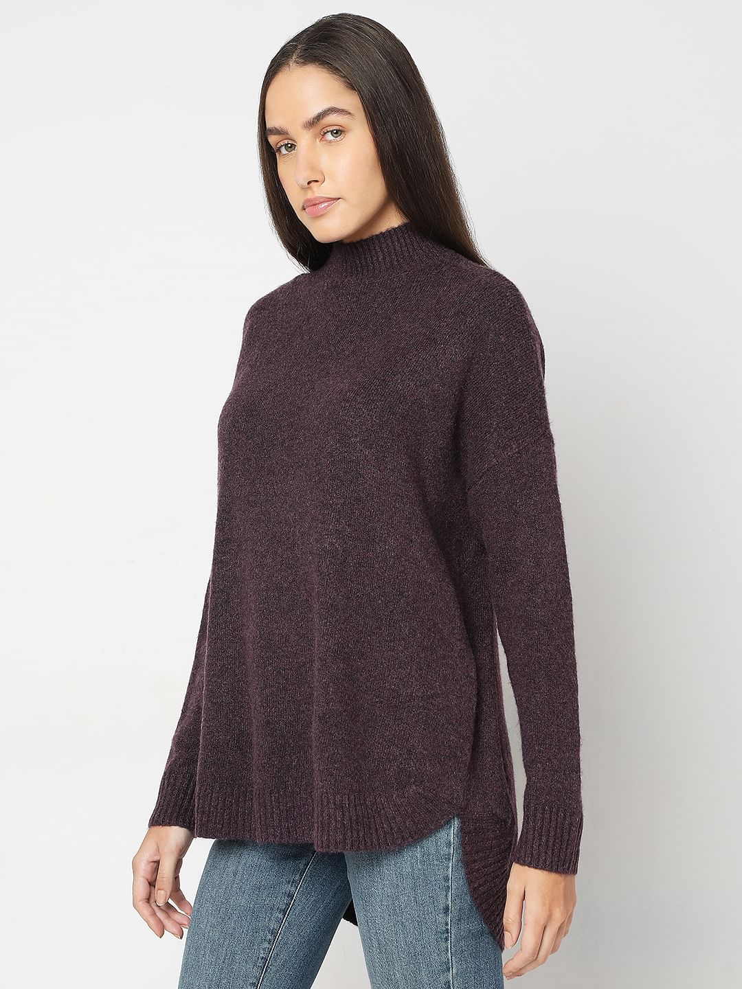 Purple High-Neck Long Pullover - Image 3