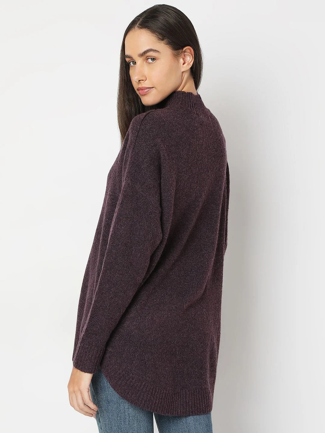 Purple High-Neck Long Pullover - Image 4