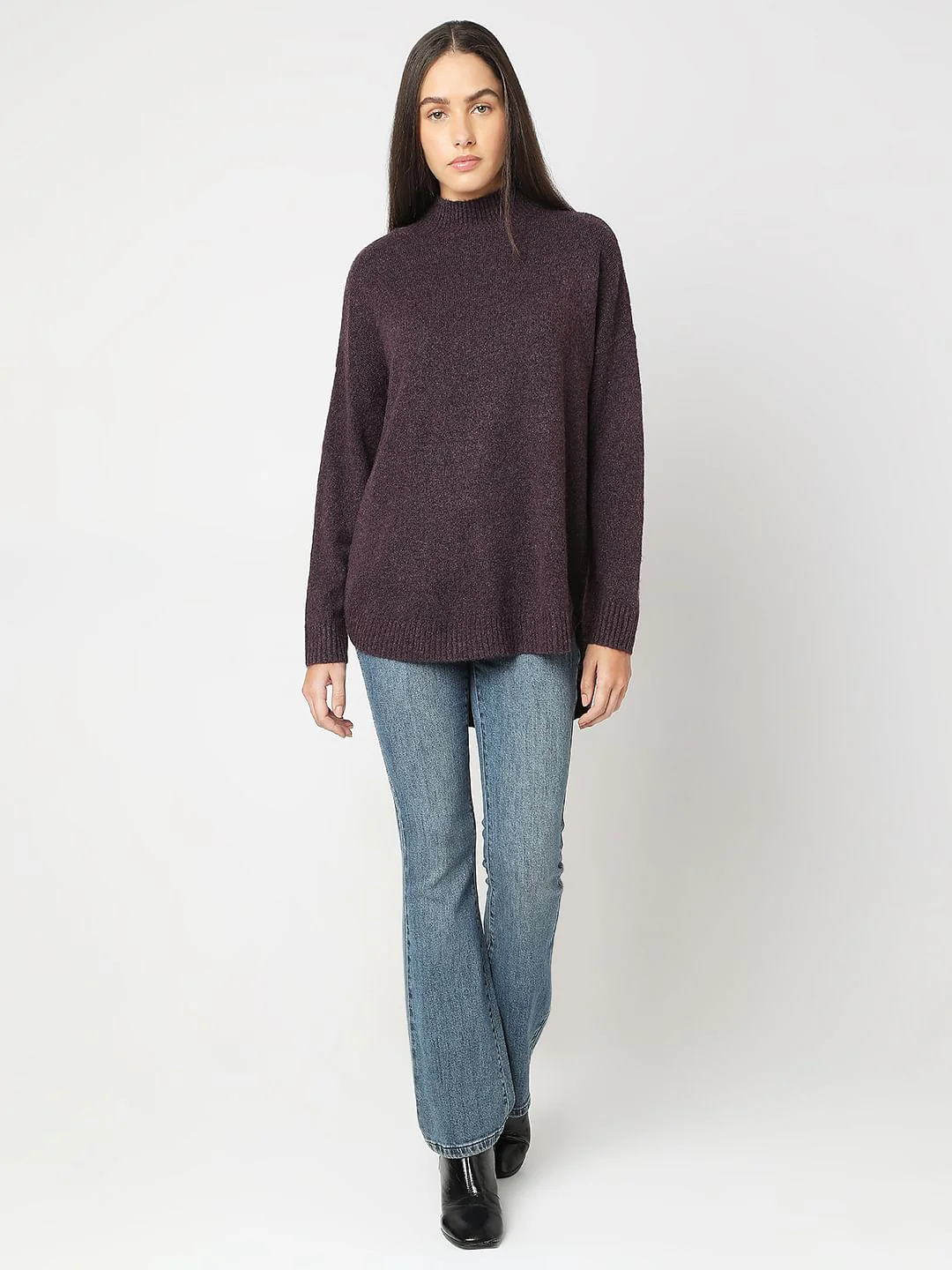 Purple High-Neck Long Pullover - Image 5