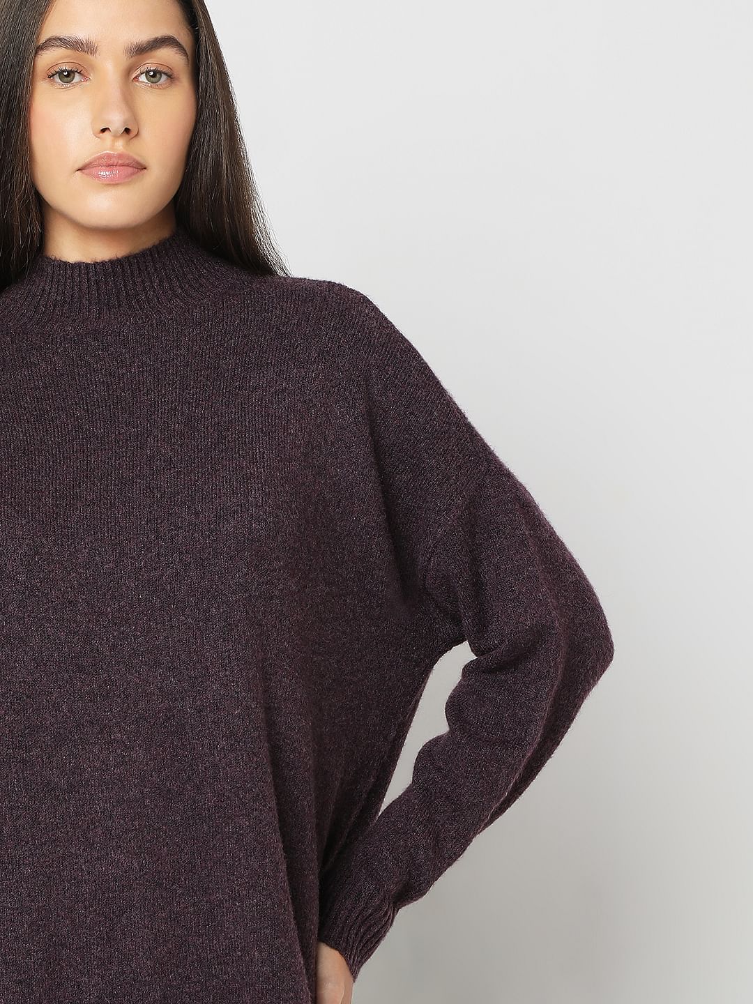 Purple High-Neck Long Pullover - Image 6