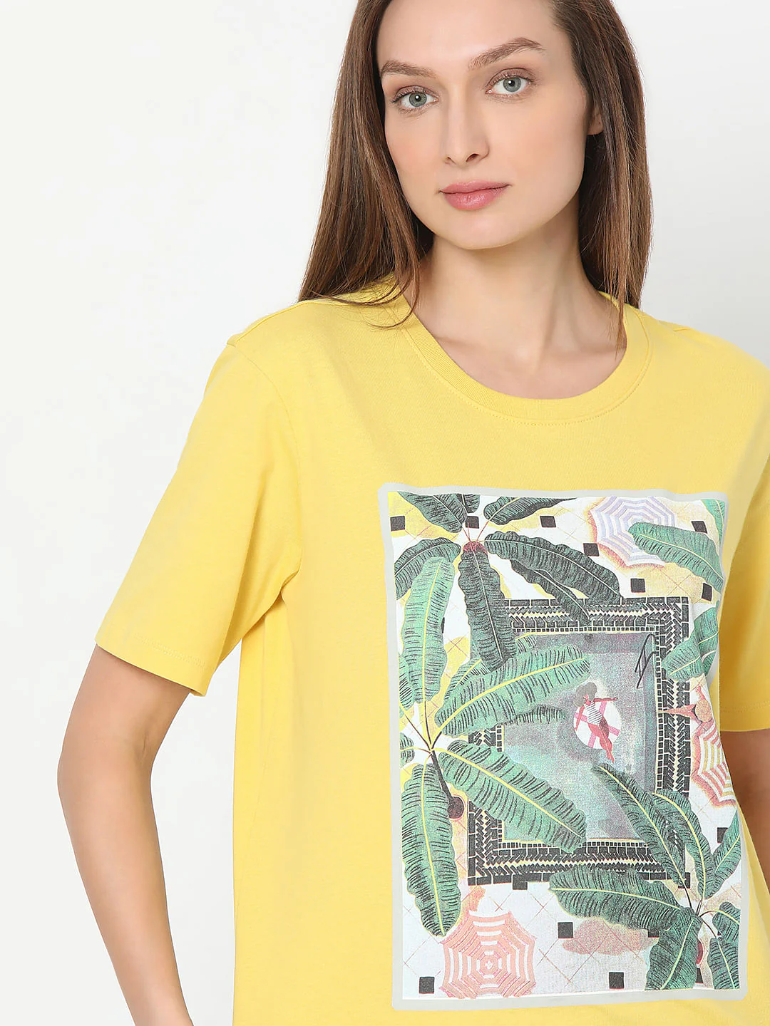 Yellow Tropical Print T-Shirt - Image 6