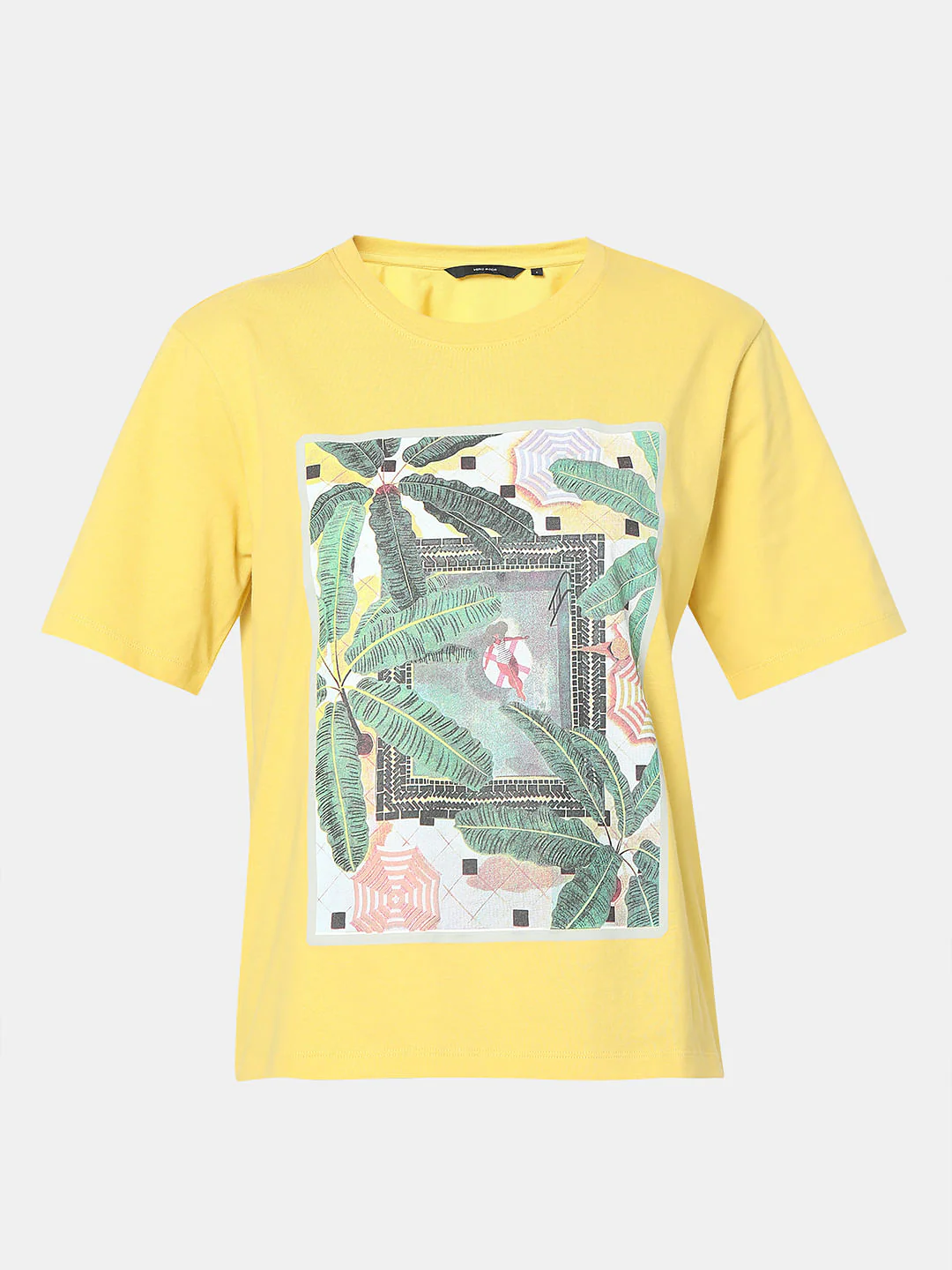 Yellow Tropical Print T-Shirt - Image 7