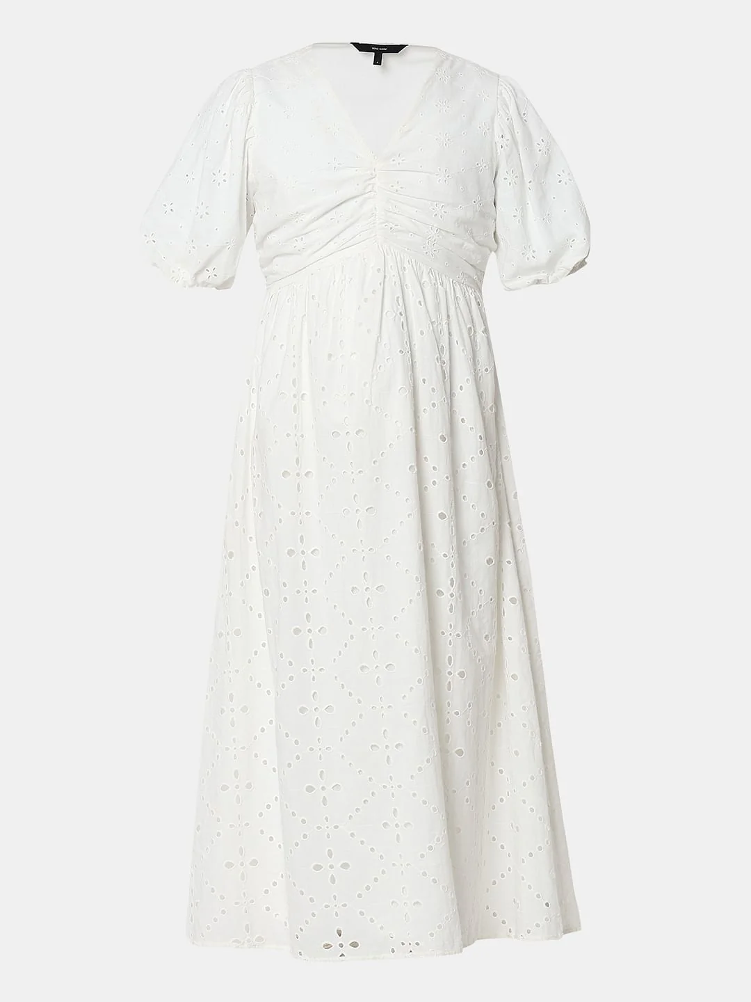 White Schiffli Midi Dress - Image 6