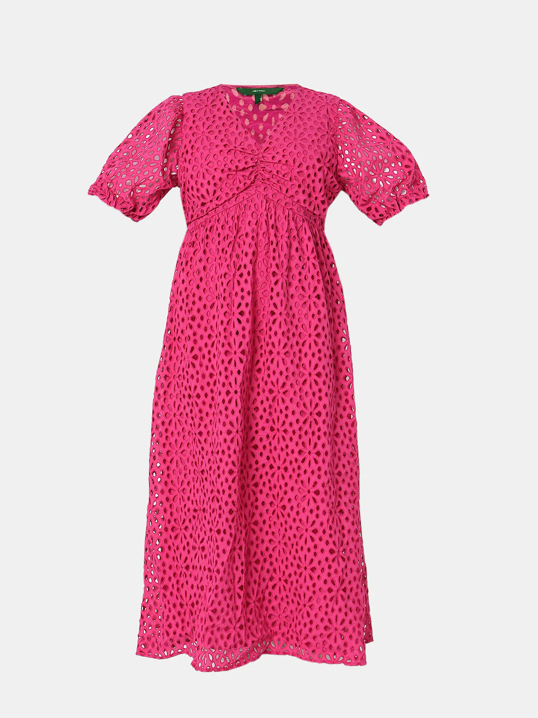 Pink Schiffli Cotton Midi Dress - Image 6