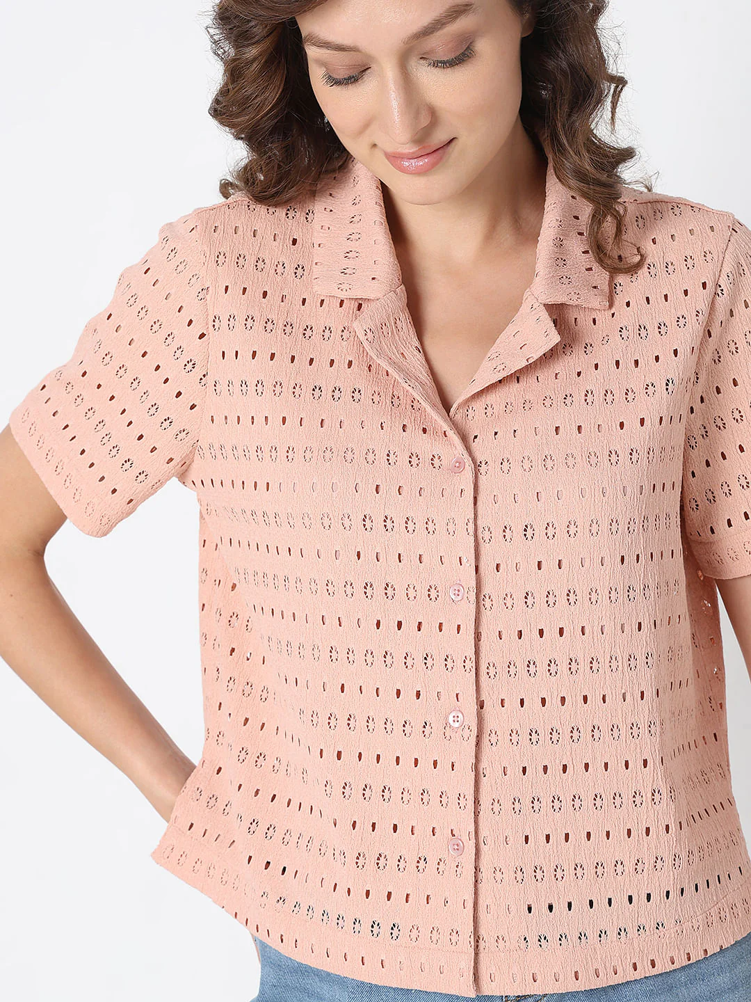 Peach Textured Shirt - Image 6