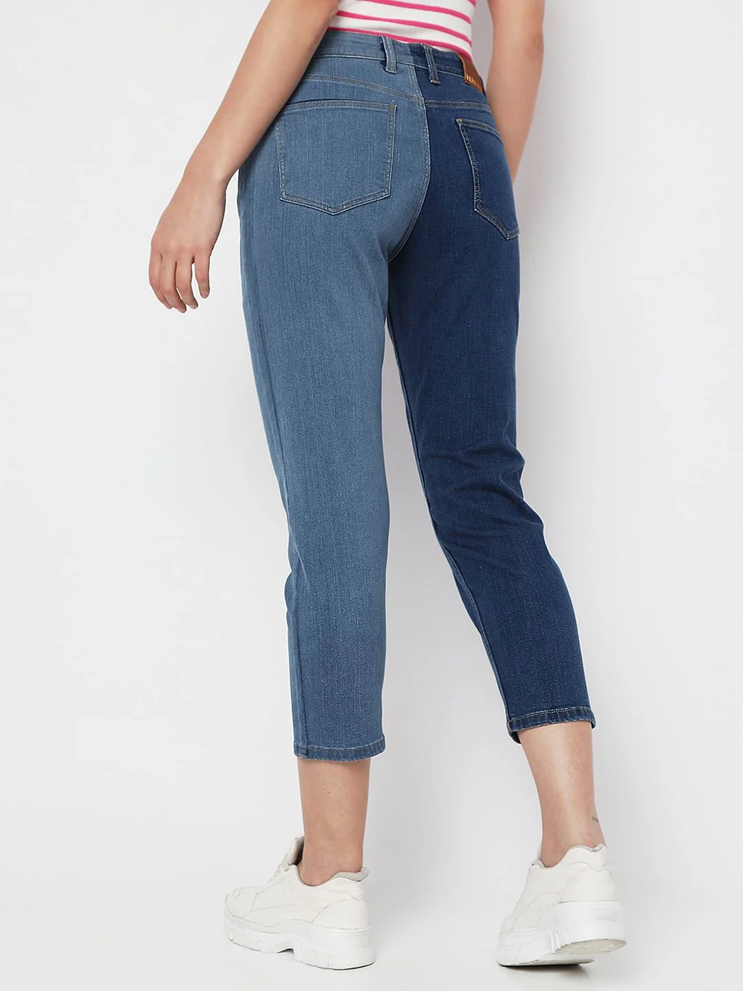 Blue High Rise Colourblocked Mom Fit Jeans - Image 4