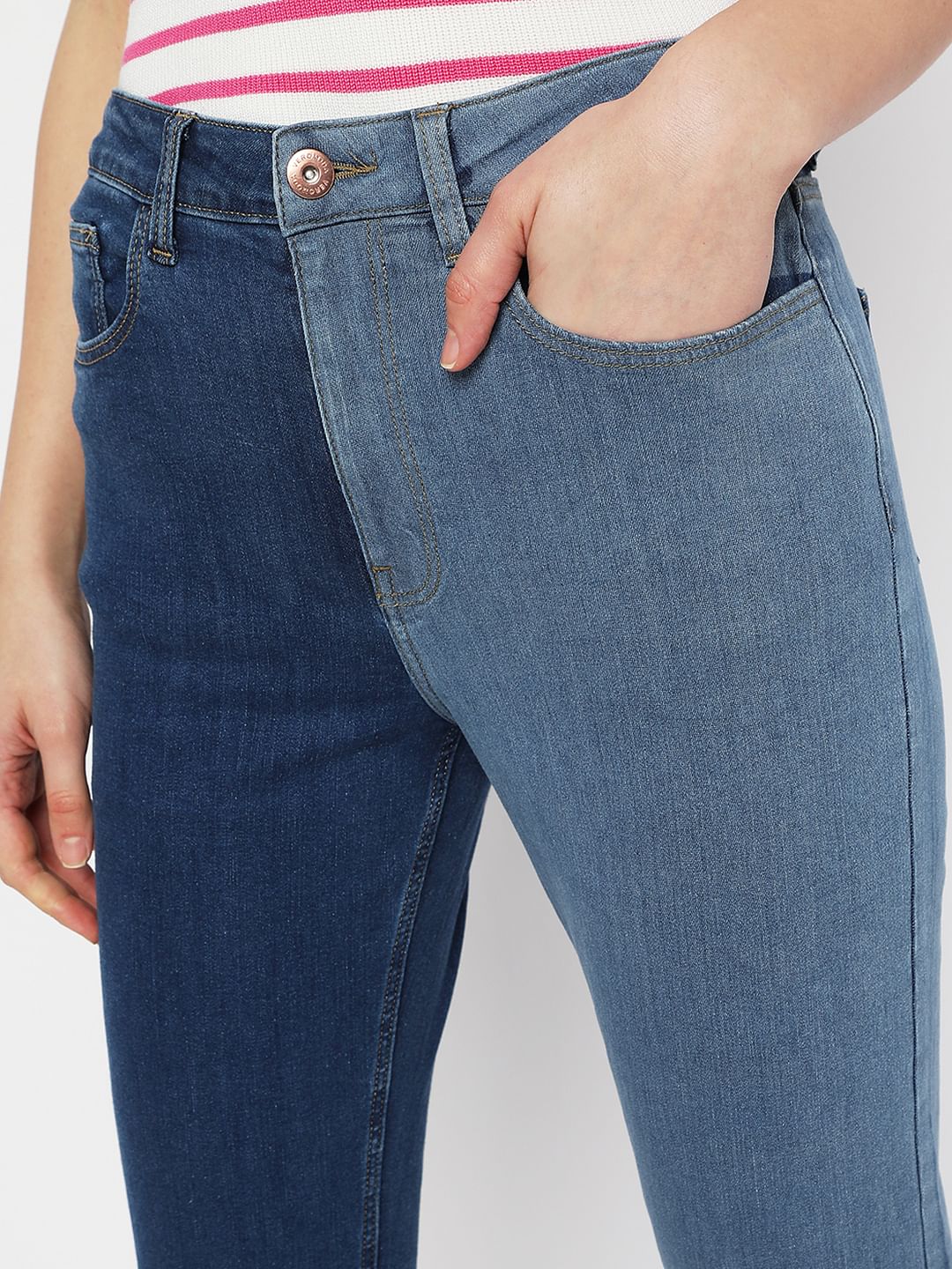 Blue High Rise Colourblocked Mom Fit Jeans - Image 5