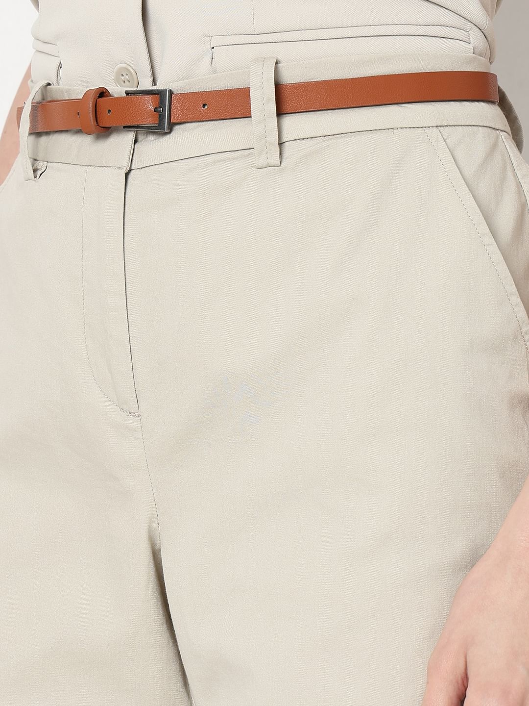 Beige Mid Rise Chino Shorts - Image 8