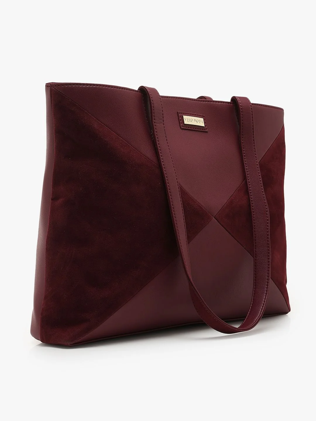 Burgundy Velvet Patch Tote Bag - Image 3
