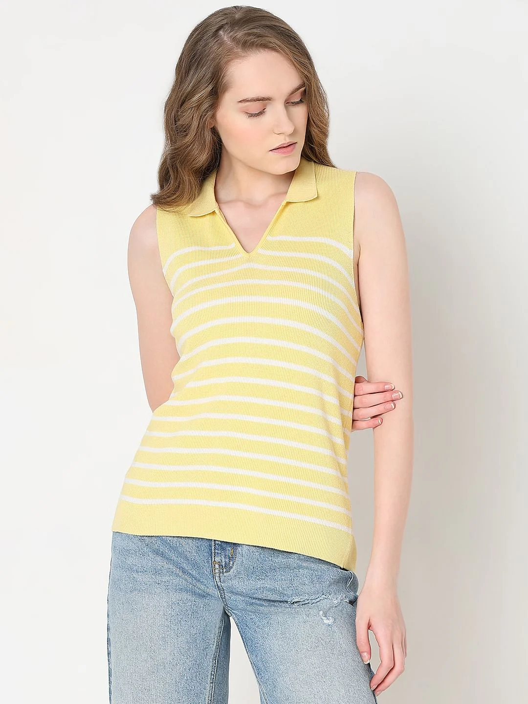 Yellow Striped Knitted Top - Image 2