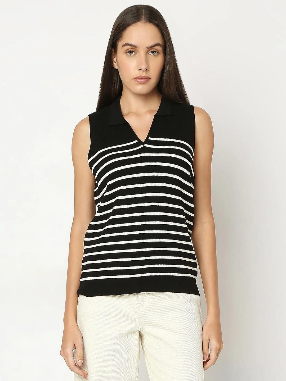 Black Striped Knitted Top - Image 2
