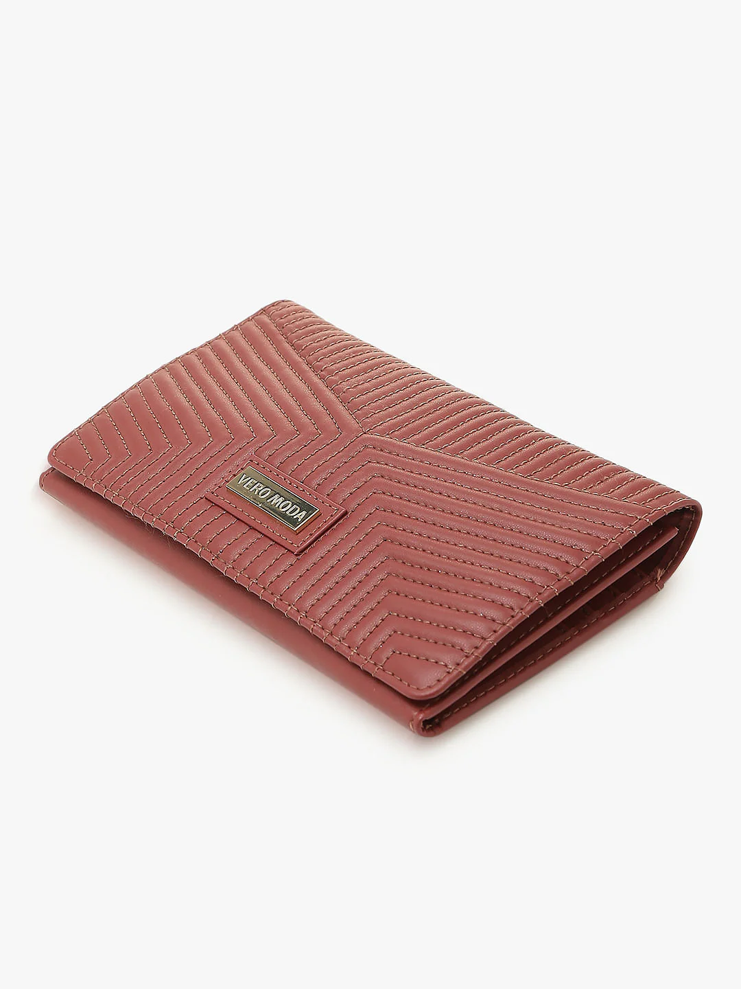 Rose Tan Stitch Detail Two-Fold Wallet - Image 3