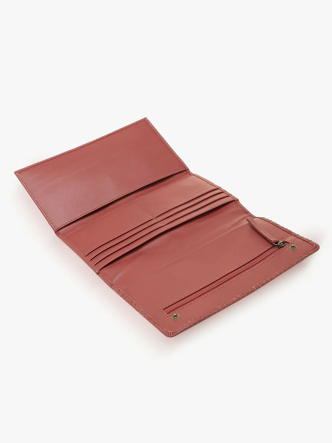Rose Tan Stitch Detail Two-Fold Wallet - Image 5